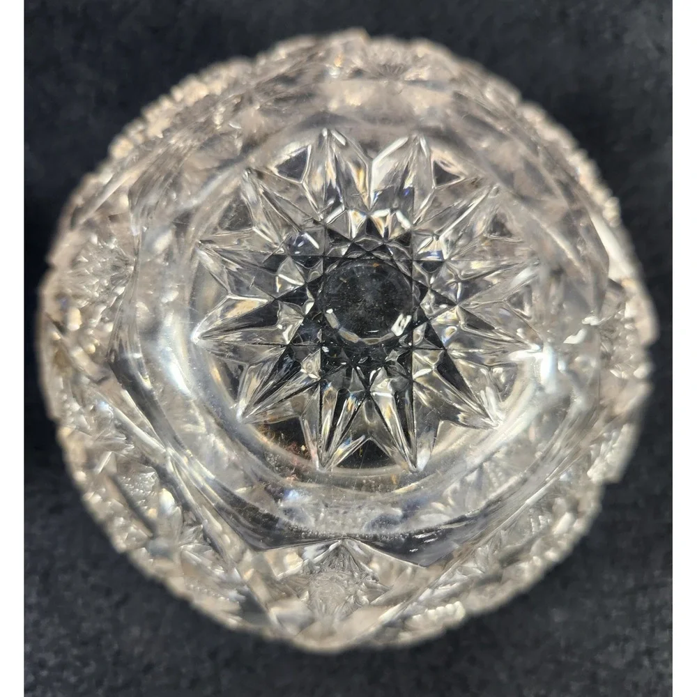 Antique Victorian Silver Crystal Hair Receiver Jar Vanity 1915 ABP